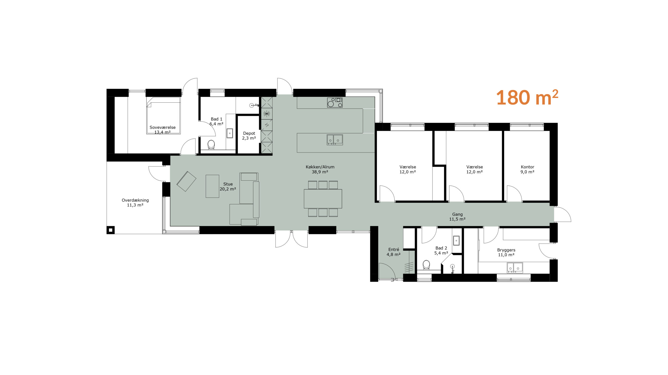 Forskudt Længe 180m2